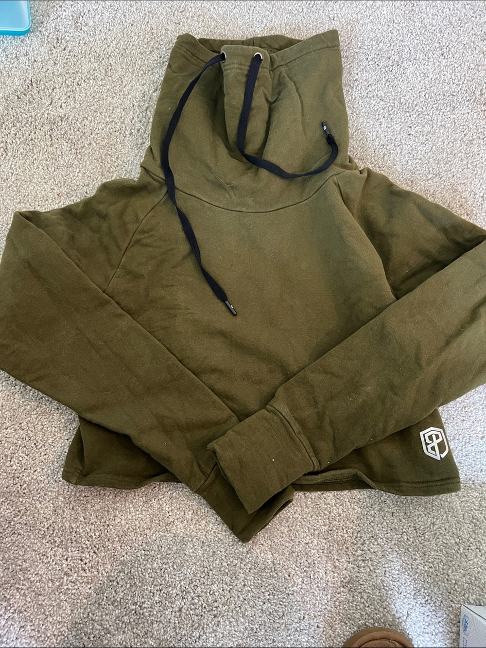 Born Primitive Olive Cropped Funnel Neck Hoodie